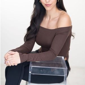 Brown off the shoulder top